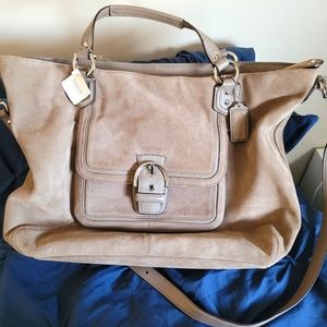 Coach Taupe Suede Satchel
